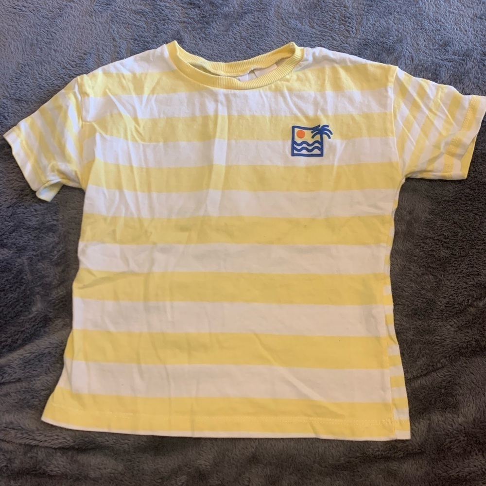 Zara Yellow and White Striped Kids' Top - Picture 1 of 3